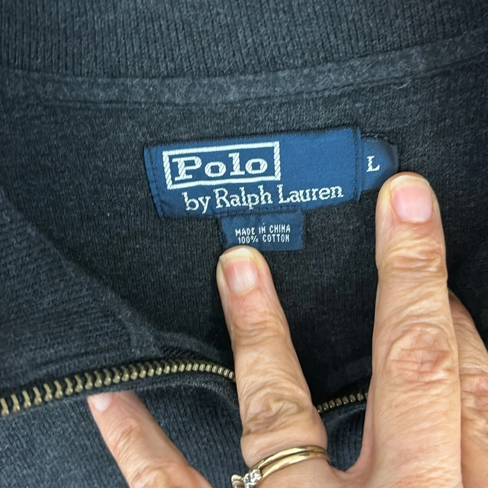 Polo Ralph Lauren Gray Cotton 1/4 Zip Pullover Sweater Size Large